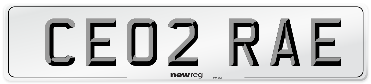 CE02 RAE Number Plate from New Reg